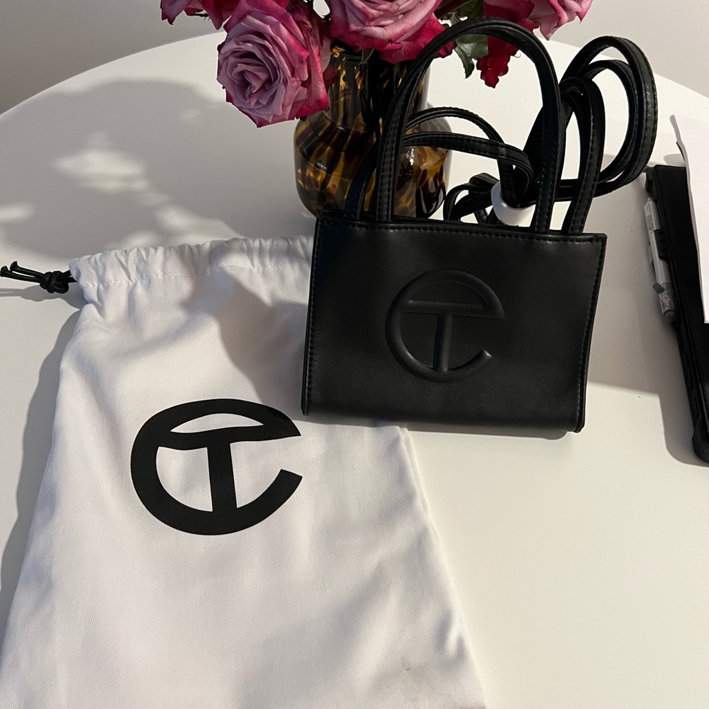 Telfar Black Mini Bag with Embossed Logo